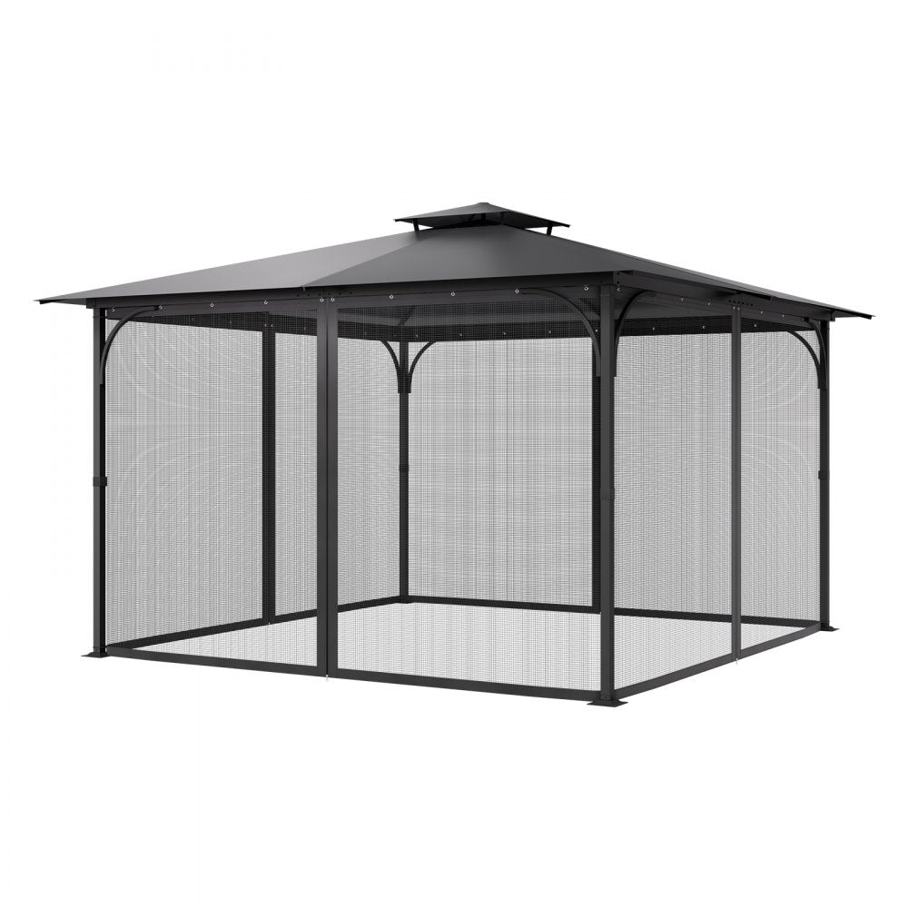 VEVOR Gazebo Netting Replacement, Fit Most 12 x 12 x 7.5 FT Gazebo Curtain, Outdoor Garden Net, 4-Panel Sidewall Mesh Net, Patio Midge Netting with Double Zipper, Canopy Screen (Netting Only)