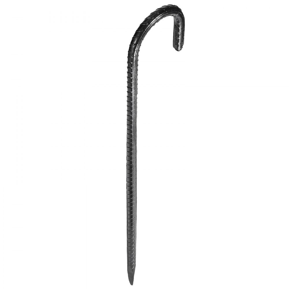 VEVOR Rebar Stakes, 16-Inch, Heavy-Duty 0.4 in Diameter J Hook, Galvanized Steel Ground Anchors with Chisel Point End & Rust-Resistant Coating, for Gardening Support, Fence, Camping Tents (24-Pack)