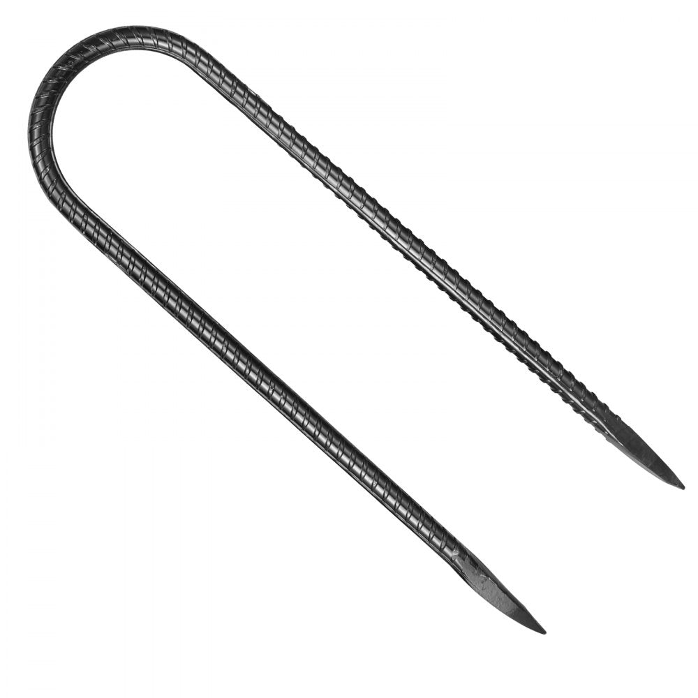 VEVOR Rebar Stakes, 10-Inch, Heavy-Duty 0.32 in Diameter U Shape, Galvanized Steel Ground Anchors with Chisel Point End & Rust-Resistant Coating, for Gardening Support, Fence, Camping Tents (12-Pack)