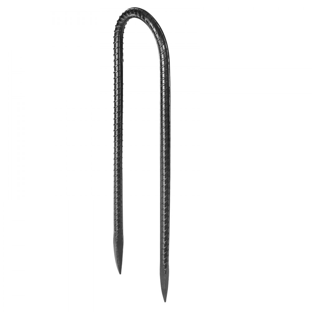 VEVOR Rebar Stakes, 10-Inch, Heavy-Duty 0.32 in Diameter U Shape, Galvanized Steel Ground Anchors with Chisel Point End & Rust-Resistant Coating, for Gardening Support, Fence, Camping Tents (12-Pack)