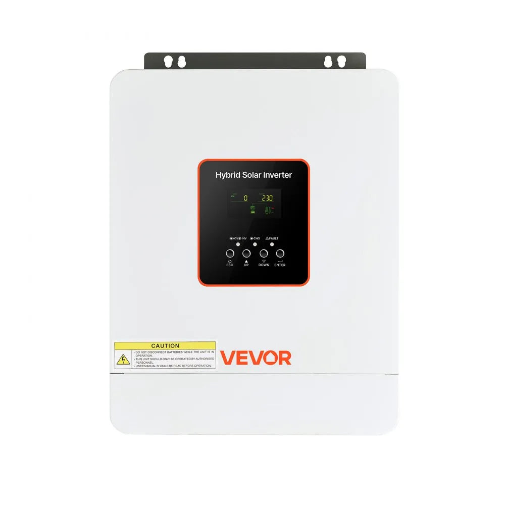 VEVOR 3000W Hybrid Solar Inverter, 24V DC to 230V AC, Pure Sine Wave Power Inverter, Built-in 80A MPPT Solar Controller, Compatible with Lead Acid Lithium Battery, for Home, Camper, Off-Grid