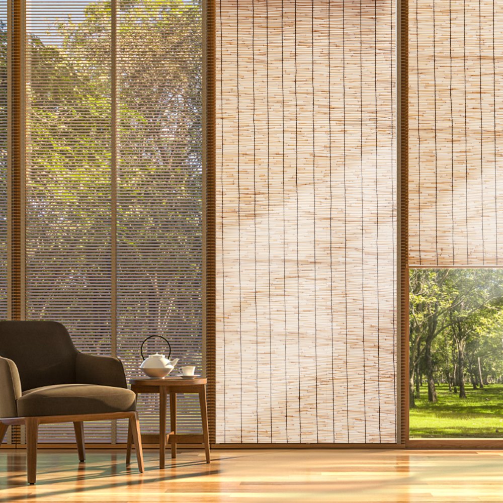 VEVOR Natural Reed Fencing, 5.5 ft x 16.4 ft, Reed Screen Curtain Balcony Reed Fence Roll for Outdoor Backyard Patio, Decorative Fence for Backyard Garden Fencing Divider, Privacy Screen Panel Curtain