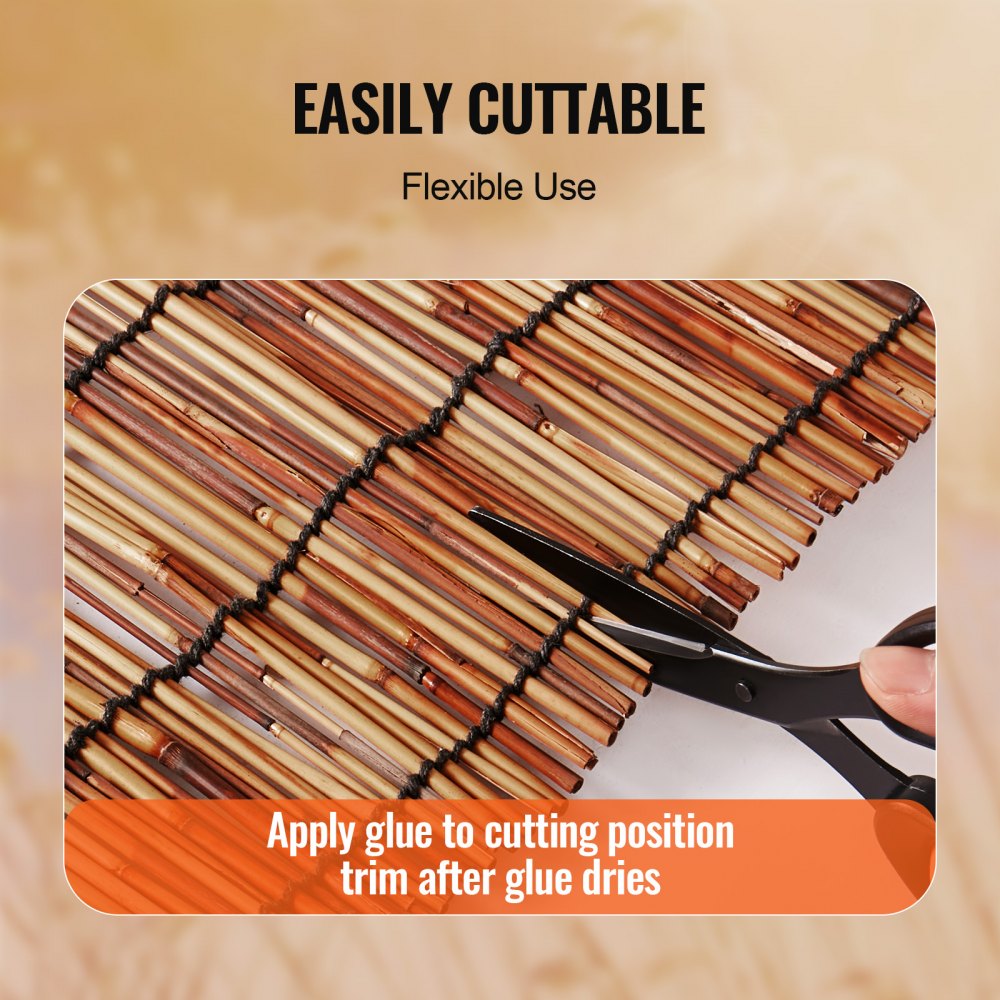 VEVOR Natural Reed Fencing, 4 ft x 16.4 ft, Reed Screen Curtain Balcony Reed Fence Roll for Outdoor Backyard Patio, Decorative Fence for Backyard Garden Fencing Divider, Privacy Screen Panel, Brown