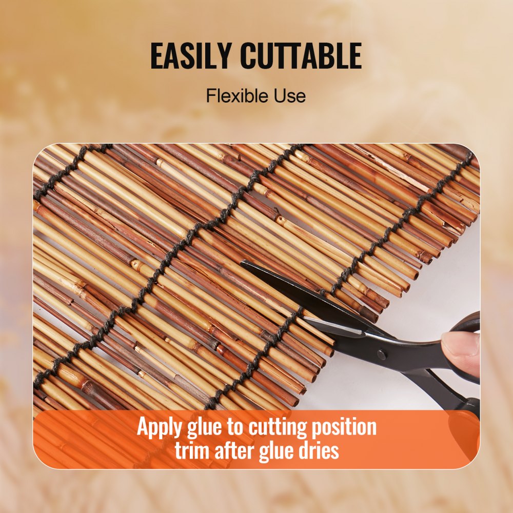 VEVOR Natural Reed Fencing, 5.5 ft x 16.4 ft, Reed Screen Curtain Balcony Reed Fence Roll for Outdoor Backyard Patio, Decorative Fence for Backyard Garden Fencing Divider, Privacy Screen Panel, Brown