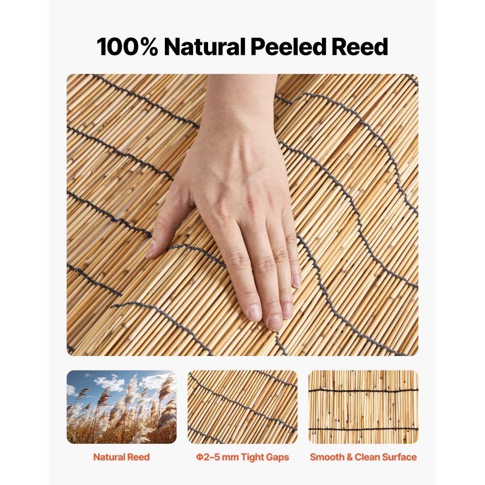 VEVOR Natural Reed Fencing, 4 ft x 16.4 ft, 2 Pack Decorative Natural Reed Fencing Roll, Decorative Fence for Backyard Divider, Privacy Screen Panel Curtain for Balcony Patio Garden Backyard Outdoor