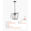 VEVOR 1-Light Black Pendant Light, 1 Pack, Farmhouse Iron Cage Metal Pendant Lighting with Clear Glass Shade, Adjustable Height Hanging Ceiling Lighting for Bedroom, Hallway, Entryway, Kitchen