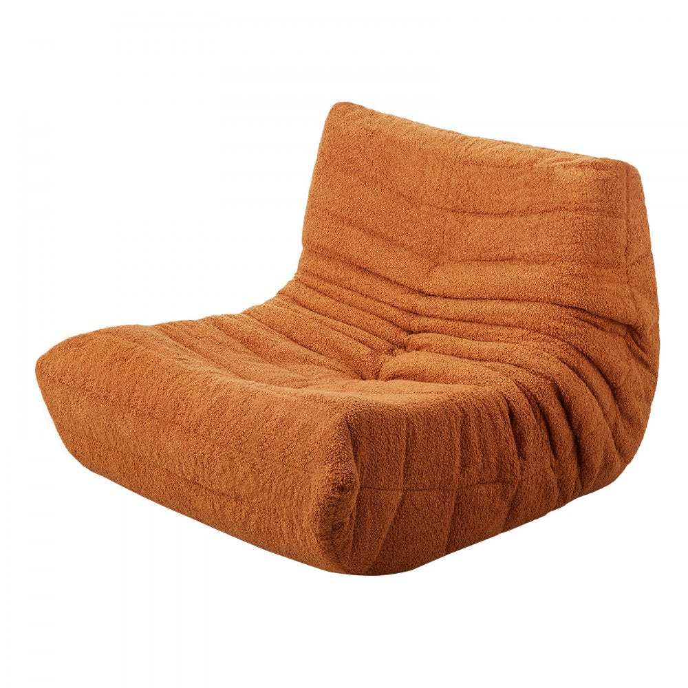 VEVOR Bean Bag Chair, L-Shaped Bean Bag Chair with Soft Armrests and Storage Pocket, 25D Memory Foam Filled with Soft Teddy Velvet Cover, Bean Bag for Bedroom or Playroom, Brown
