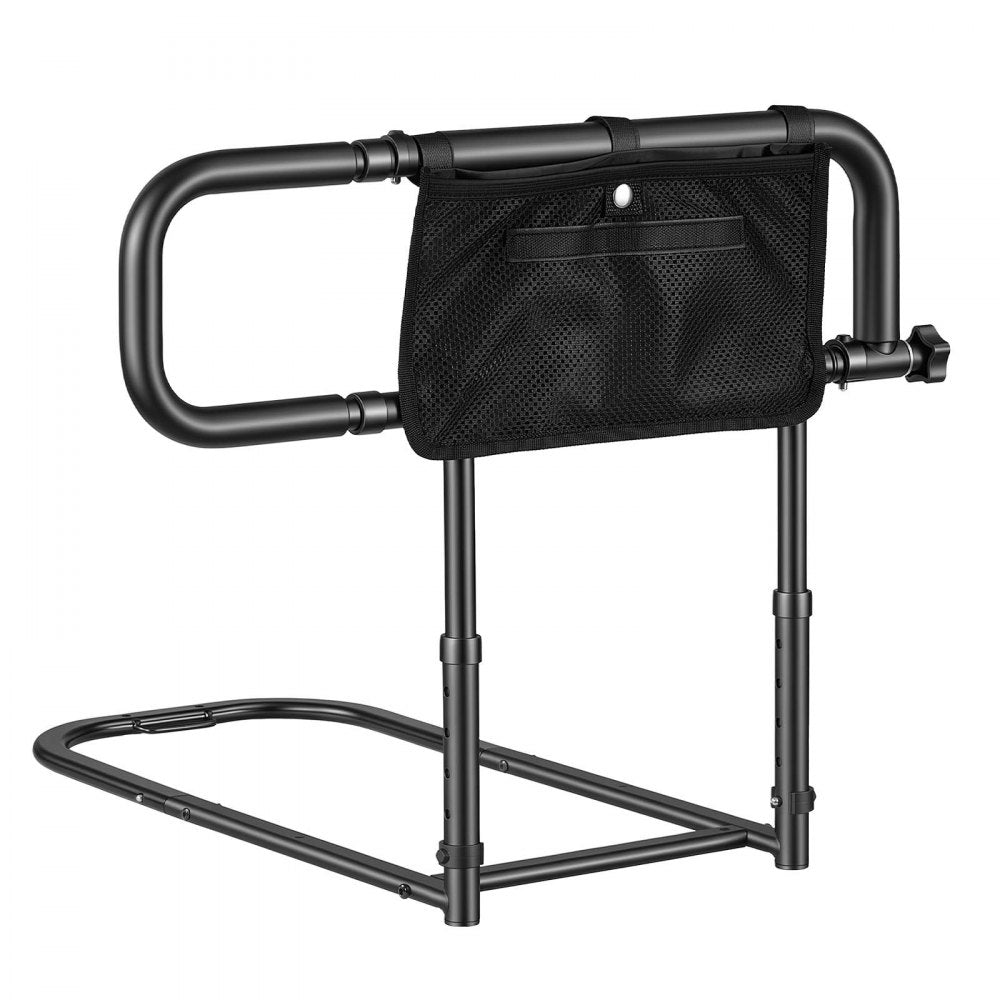 VEVOR Bed Rails for Elderly Adults Folding Bed Side Assist Rail for Seniors, Length & Height Adjustable, High-Strength Steel Bed Cane with Storage Pocket, Fits King Queen Full Twin Bed, 300LBS Support