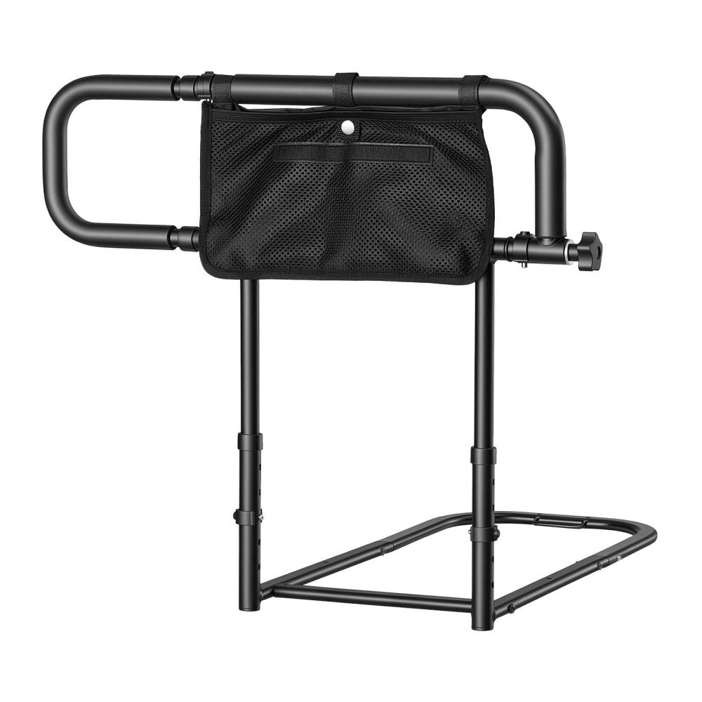 VEVOR Bed Rails for Elderly Adults Folding Bed Side Assist Rail for Seniors, Length & Height Adjustable, High-Strength Steel Bed Cane with Storage Pocket, Fits King Queen Full Twin Bed, 300LBS Support