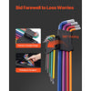 VEVOR Hex Key Allen Wrench Set, 22 pcs SAE (0.050-3/8 in) and Metric (1.5-10 mm), Color Coding Allen Wrenches Sets with Ball End, Long Arm L-Shaped Hex Key for Bicycle, Household, Automobile Repair