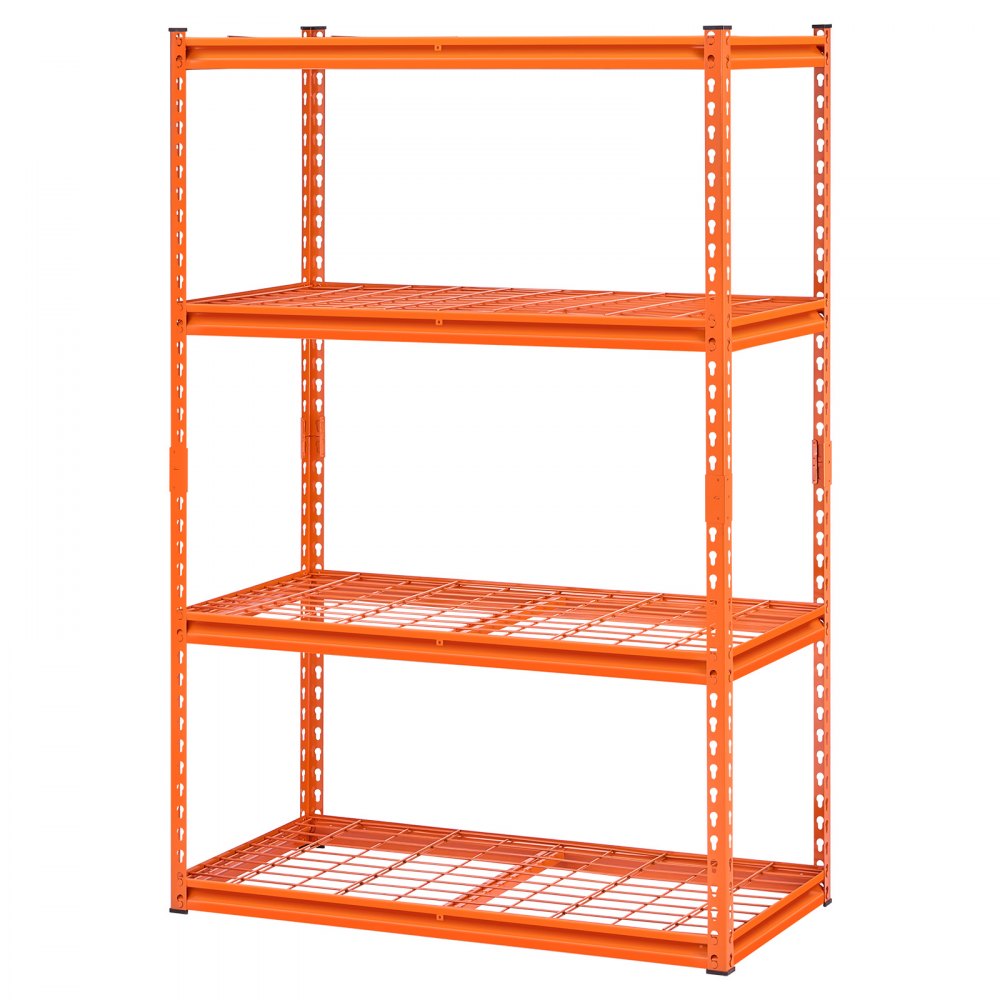 VEVOR Storage Shelves, 2400 lbs, 4 Tier Heavy Duty Garage Shelving, 20" D x 40" W x 60" H Adjustable Metal Shelves for Industrial Shelving Unit Utility Shelf, for Kitchen, Warehouse, Basement, Orange