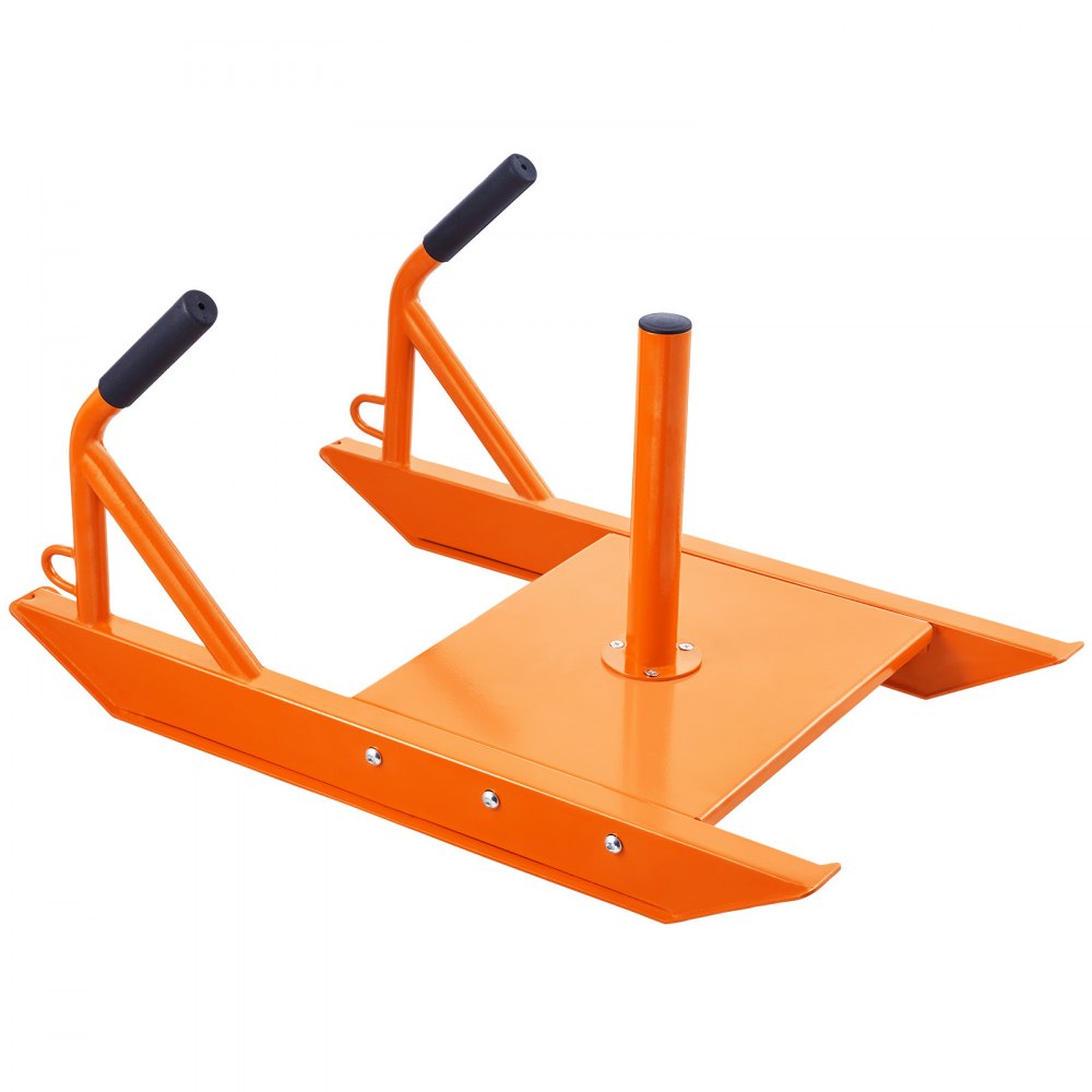 VEVOR Weight Training Pull Sled, Fitness Strength Speed Training Sled with Handle, Steel Power Sled Workout Equipment for Athletic Exercise & Speed Improvement, Suitable for 1"&2" Weight Plate, Orange