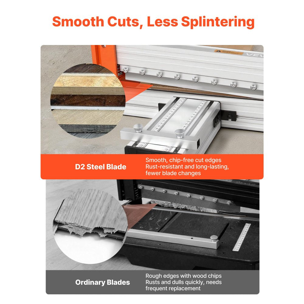VEVOR 12 inch Vinyl Floor Cutter, 12mm Thick Laminate Flooring Cutter with Upgraded Labor-Saving Aluminum-Alloy Lever, Telescoping Support Plate, Cuts Certain Engineered Wood, LVT, VCT, SPC, LVP, WPC