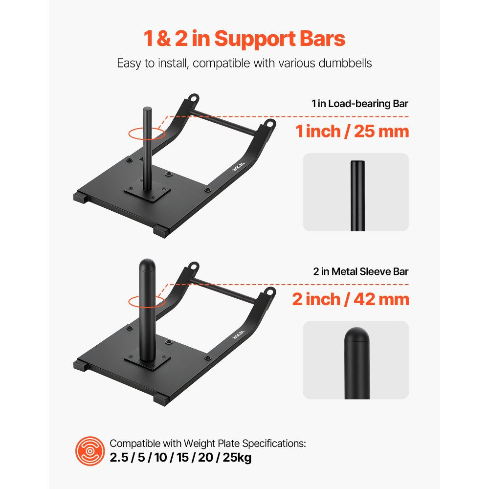 VEVOR Weight Sled, Steel Power Sled, Fitness Strength Training Sleds for Athletic Exercise Speed Improvement, Workout Fitness Equipment with Harness, Compatible with 1/2 in Weight Plates, Black