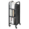 VEVOR Rolling Library Book Cart, 220 lbs Capacity, 12.6 x 13.8 x 36.8-Inch Library Cart, Single Sided L-Shaped Shelves with 2-Inch Lockable Wheels, Book Truck for Home Shelves Office and School, Black