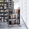 VEVOR Book Cart, 330 lbs Library Cart, 31.1" x 15.2" x 49.2" Rolling Book Cart, Single Sided L-Shaped Flat Shelves with 4-Inch Lockable Wheels for Home Shelves Office and School, Book Truck in Black