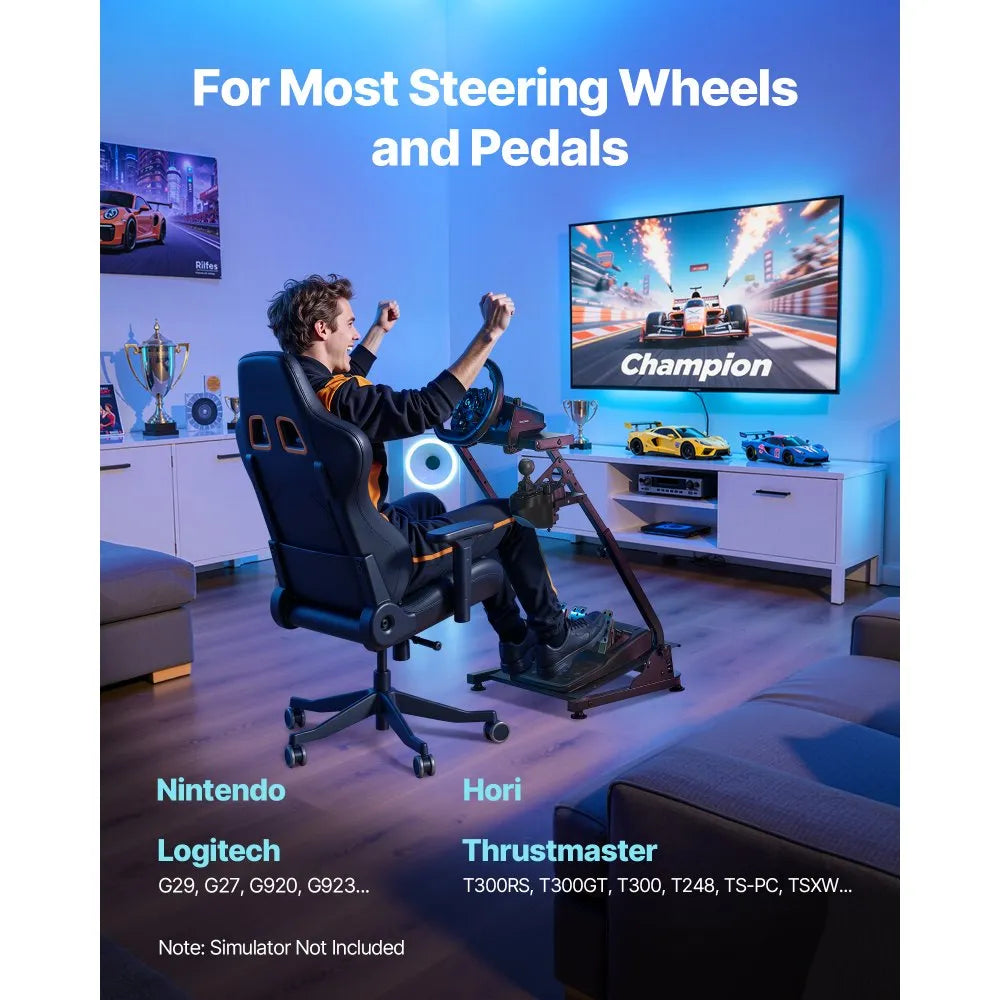 VEVOR Racing Wheel Stand, Adjustable & Foldable Simulator Stand for Logitech G29 G27 G920 G923, Thrustmaster T300RS T300GT T248 TS-PC TSXW Gaming Cockpit,Pedals Simulator NOT Included