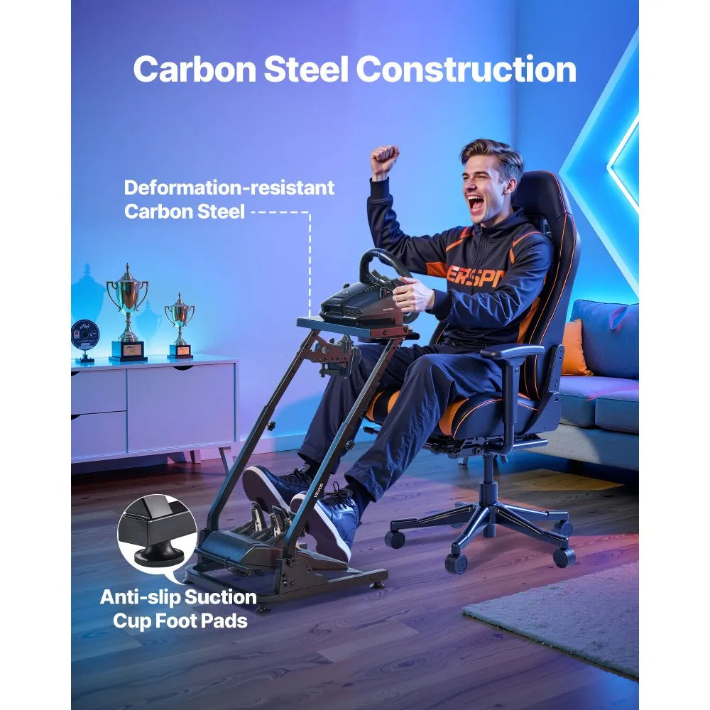 VEVOR Racing Wheel Stand, Adjustable & Foldable Simulator Stand for Logitech G29 G27 G920 G923, Thrustmaster T300RS T300GT T248 TS-PC TSXW Gaming Cockpit,Pedals Simulator NOT Included