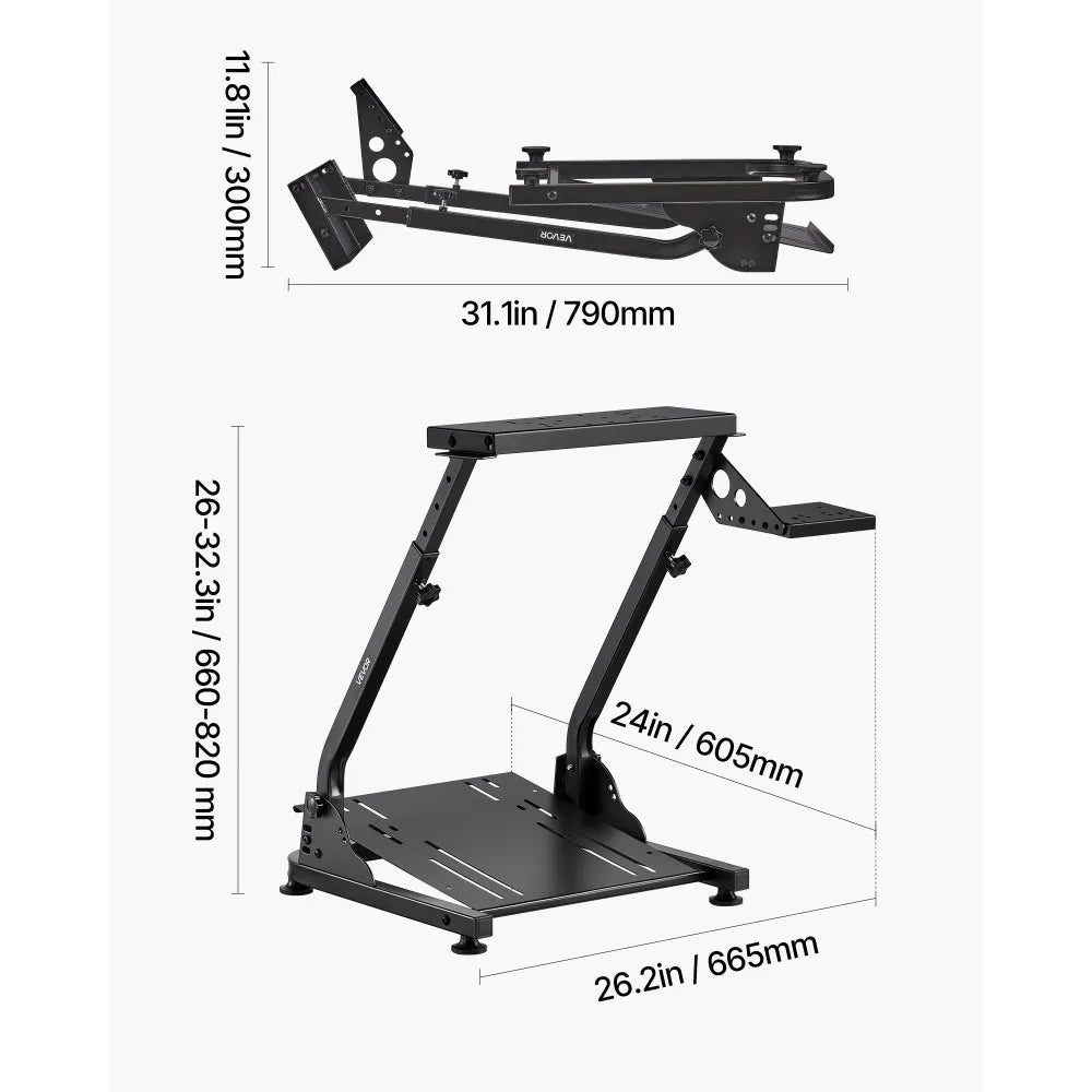 VEVOR Racing Wheel Stand, Adjustable & Foldable Simulator Stand for Logitech G29 G27 G920 G923, Thrustmaster T300RS T300GT T248 TS-PC TSXW Gaming Cockpit,Pedals Simulator NOT Included