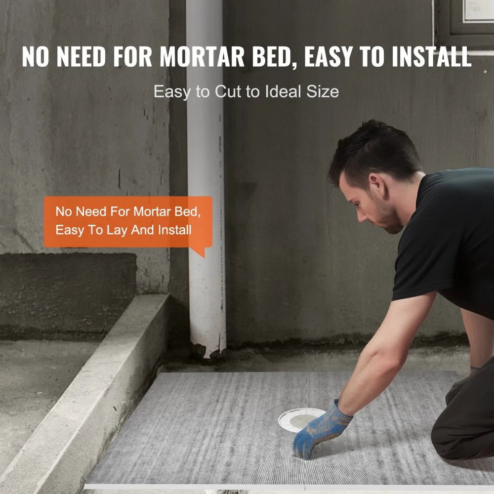 VEVOR Shower Curb Kit, 48"x72" Shower Pan Kit with 6.3" Central Drain, Lightweight EPS Shower Installation Kits with 2 Waterproof Cloths, Shower Pan Slope Sticks Fit for Bathroom