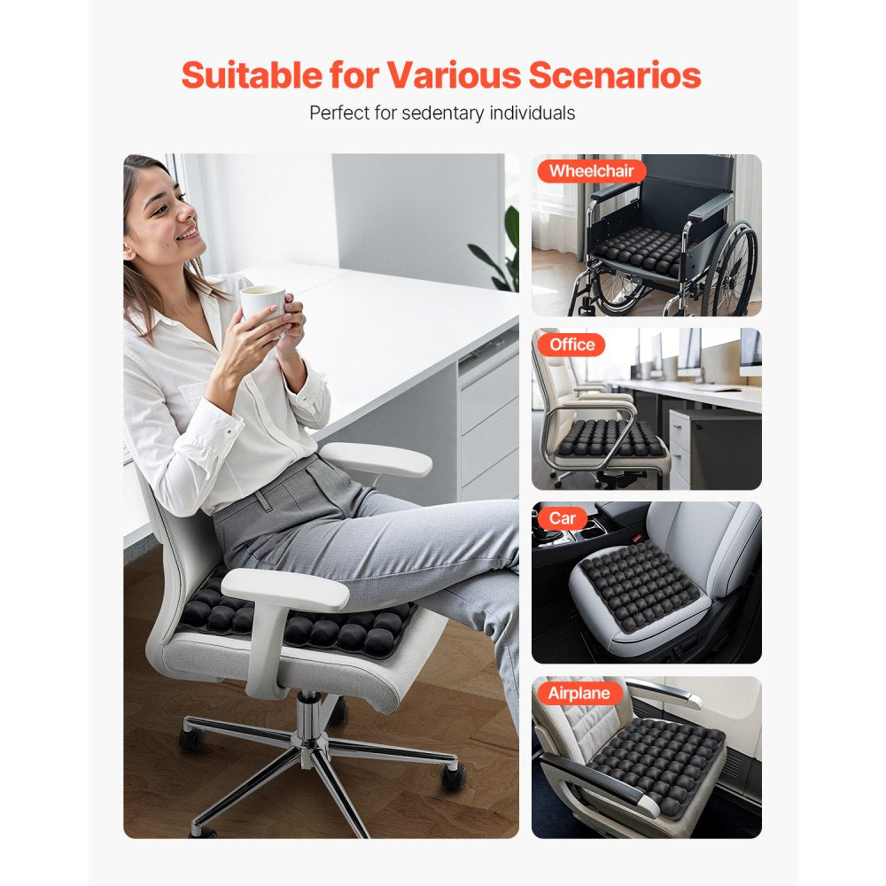 VEVOR Inflatable Seat Cushion, 3D Air Cell Seat Cushion for Pressure Relief, Lycra & TPU Wheelchair Seat Pad with Manual Pump, Lightweight and Portable for Travel, Office, Car, Airplane