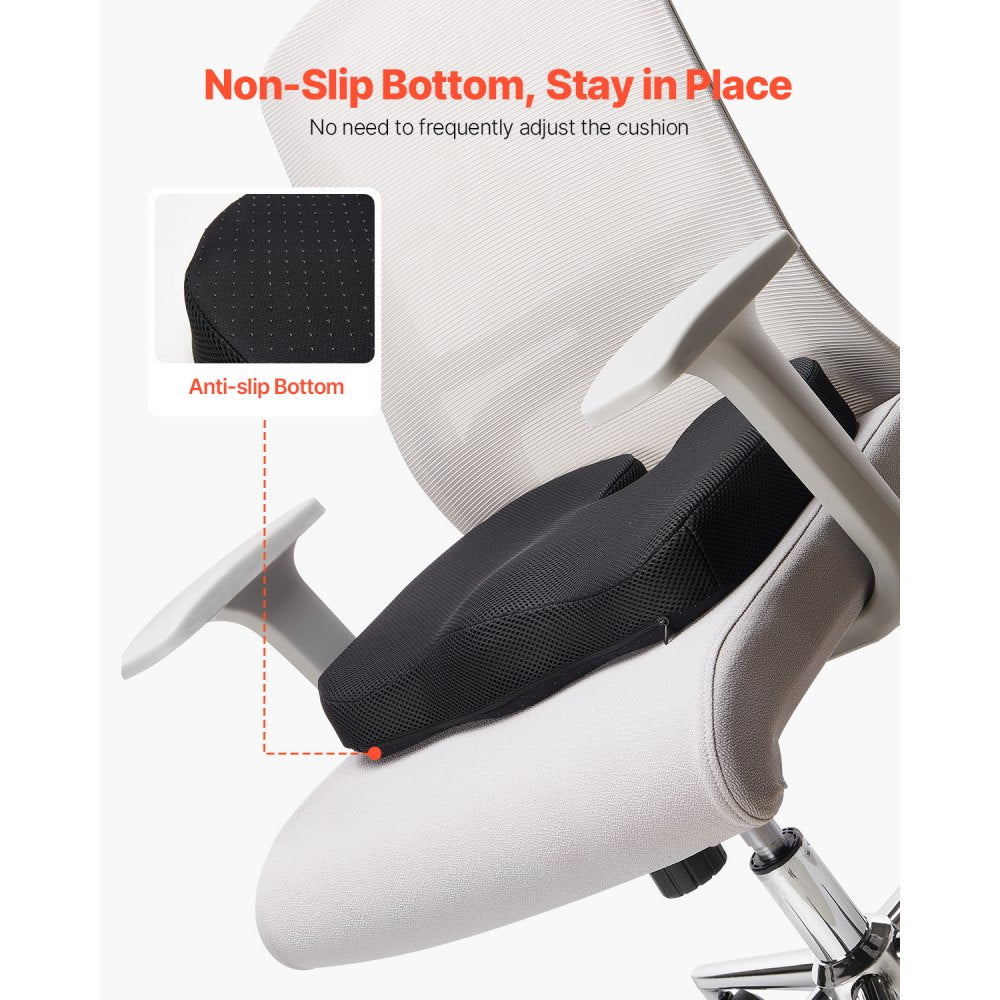 VEVOR Seat Cushion, Memory Foam Seat Chair Cushion for Pressure Relief, Soft & Breathable Wheelchair Seat Pad with Removable Cover for Travel, Office, Car, Airplane - Lightweight and Portable