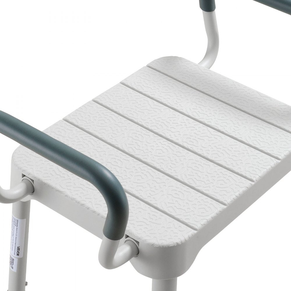 VEVOR Shower Chair with Armrest, 6-Level Height Adjustable Bath Seat for Inside Shower or Tubs, Non-Slip Bathroom Bathtub Chair for Elderly Disabled Injured, 400LBS Capacity