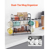 VEVOR 2 Tier Coffee Bar Organizer for Countertop, Multifunctional Mug Holder and Coffee Station, 12 Movable Hooks and 2 Shelves for Coffee Accessories Storage and Display, Home Office (Matte Black)