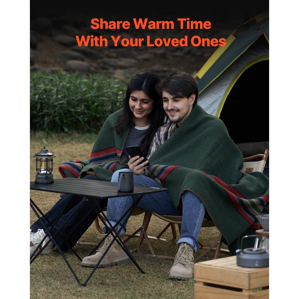 VEVOR Wool Camping Blanket, Large Warm Stadium Blanket, Waterproof & Windproof, Flame Retardant, Great for Outdoors, Picnics, Hiking, Sports Events, Travel, 64" x 88" (80% Wool), Texture Multicolor