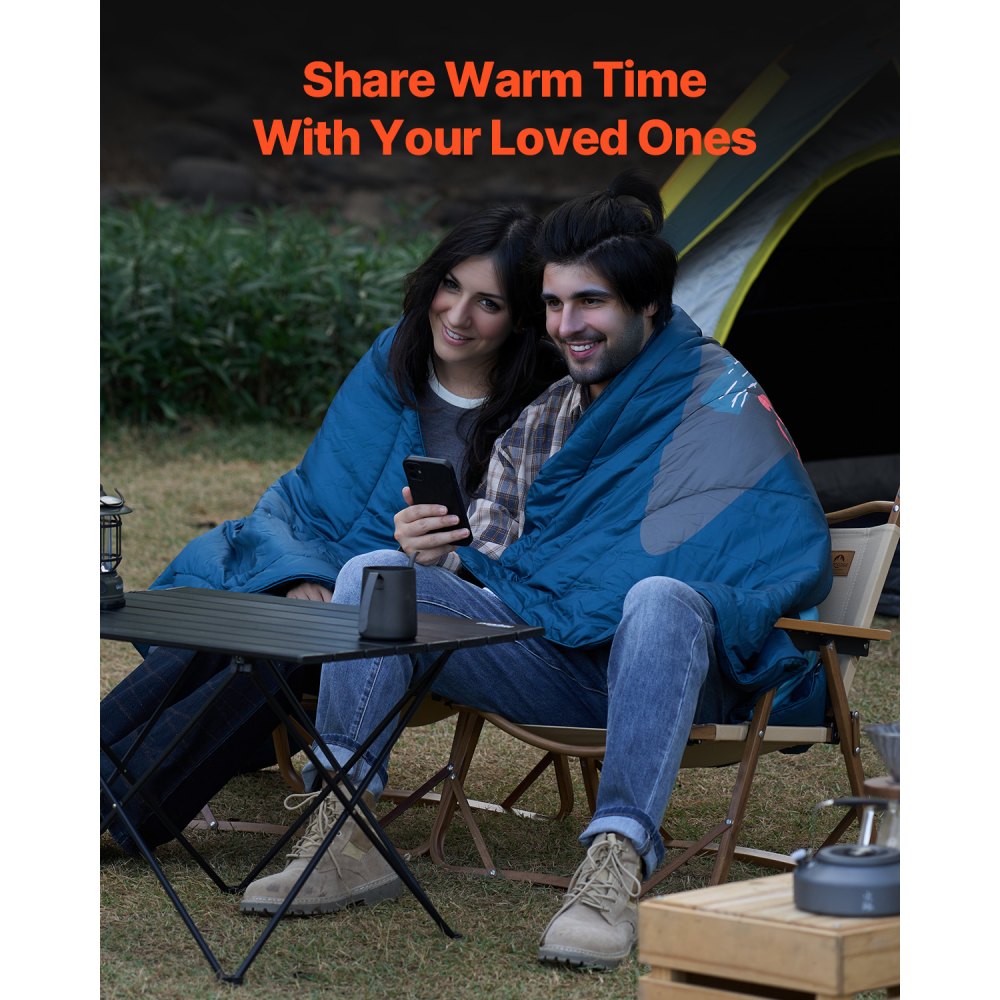 VEVOR Camping Blanket, Large Warm Wearable Stadium Blanket, Waterproof & Windproof, Polyester Fiber, Flame Retardant, Great for Outdoors, Picnics, Hiking, Sports Events, Travel, 75" x 52", Printed