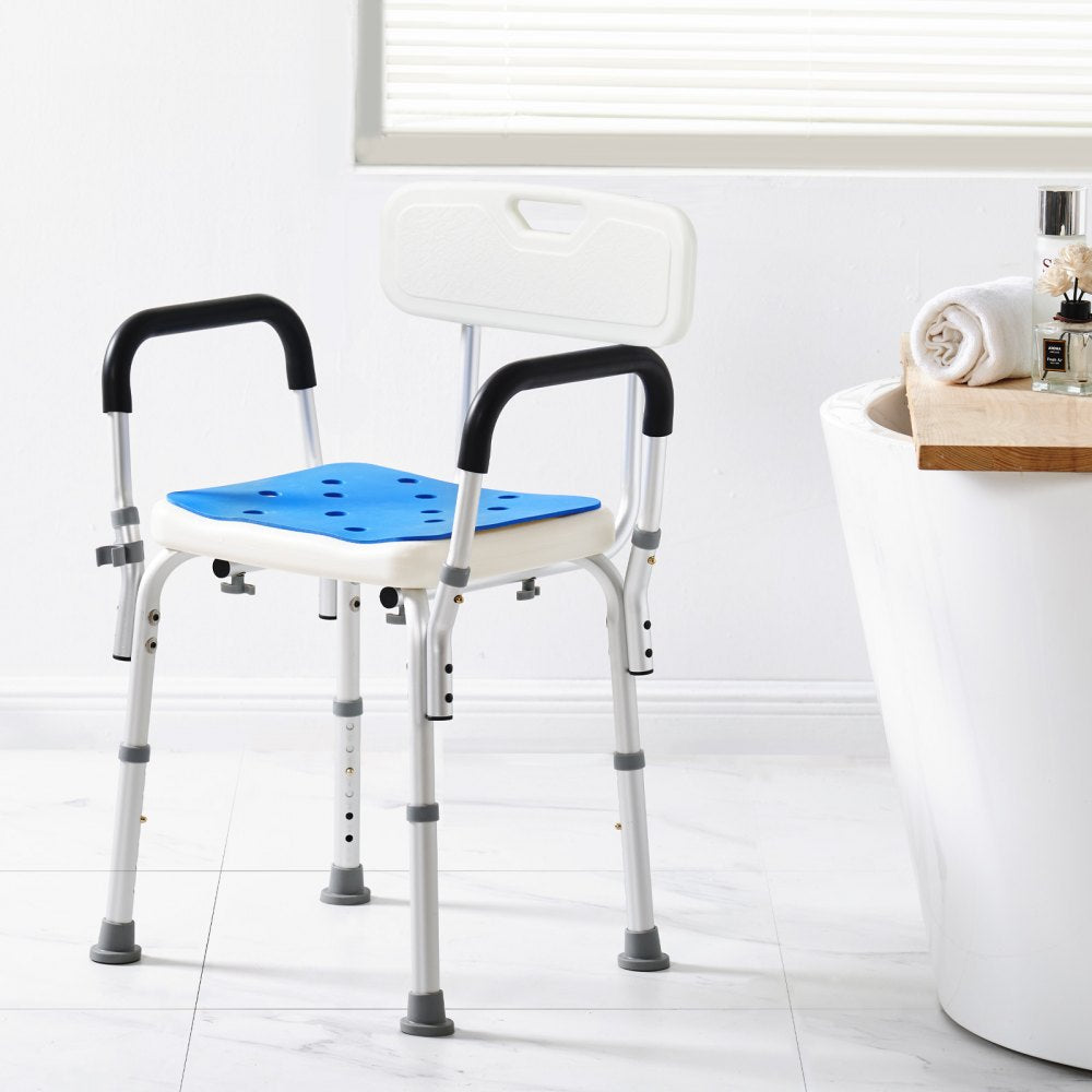 Shower Chair, 400 lbs Capacity, Shower Seat with Back, Adjustable Height Shower Stool, Shower Chair for Inside Shower Bathtub, Non-slip Bathroom Bench Bath Chair for Elderly Disabled Handicap