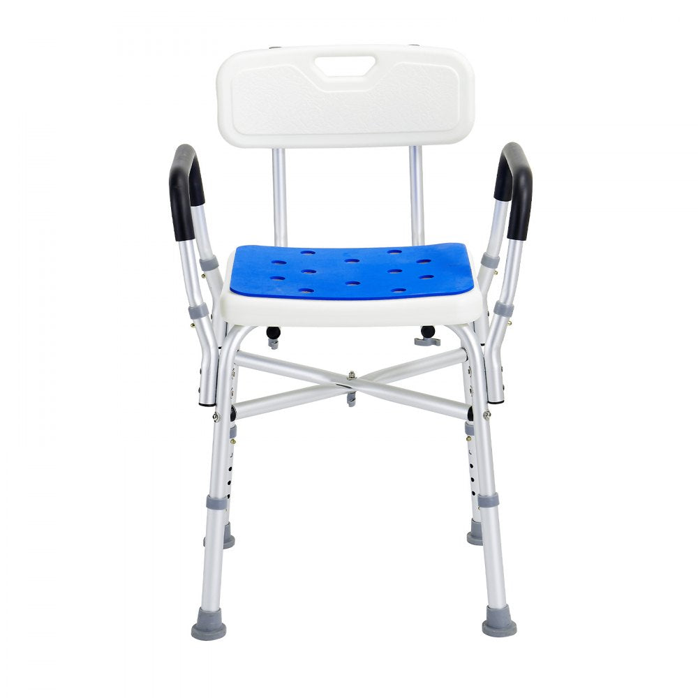 Shower Chair Seat, 400 lbs Capacity, Shower Stool with Crossing Bar, Padded Armrests and Back, Shower Chair for Inside Shower Bathtub, Adjustable Height Bench Bath Chair for Elderly Disabled