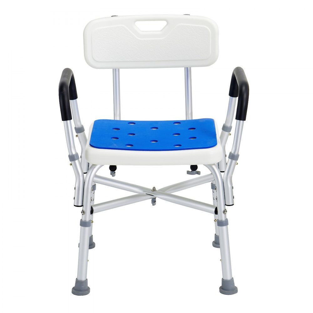 Shower Chair Seat, 400 lbs Capacity, Shower Stool with Crossing Bar, Padded Armrests and Back, Shower Chair for Inside Shower Bathtub, Adjustable Height Bench Bath Chair for Elderly Disabled