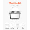 VEVOR Countertop Food Serving Display Container, 5 Pan Stainless Steel Food Serving Tray, Buffet Condiment Dispenser Display Rack with Clear Lid & 3 Freezer Boxes, for Restaurant Hotel Kitchen Party
