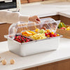 VEVOR Countertop Food Serving Display Container, 5 Pan Stainless Steel Food Serving Tray, Buffet Condiment Dispenser Display Rack with Clear Lid & 3 Freezer Boxes, for Restaurant Hotel Kitchen Party