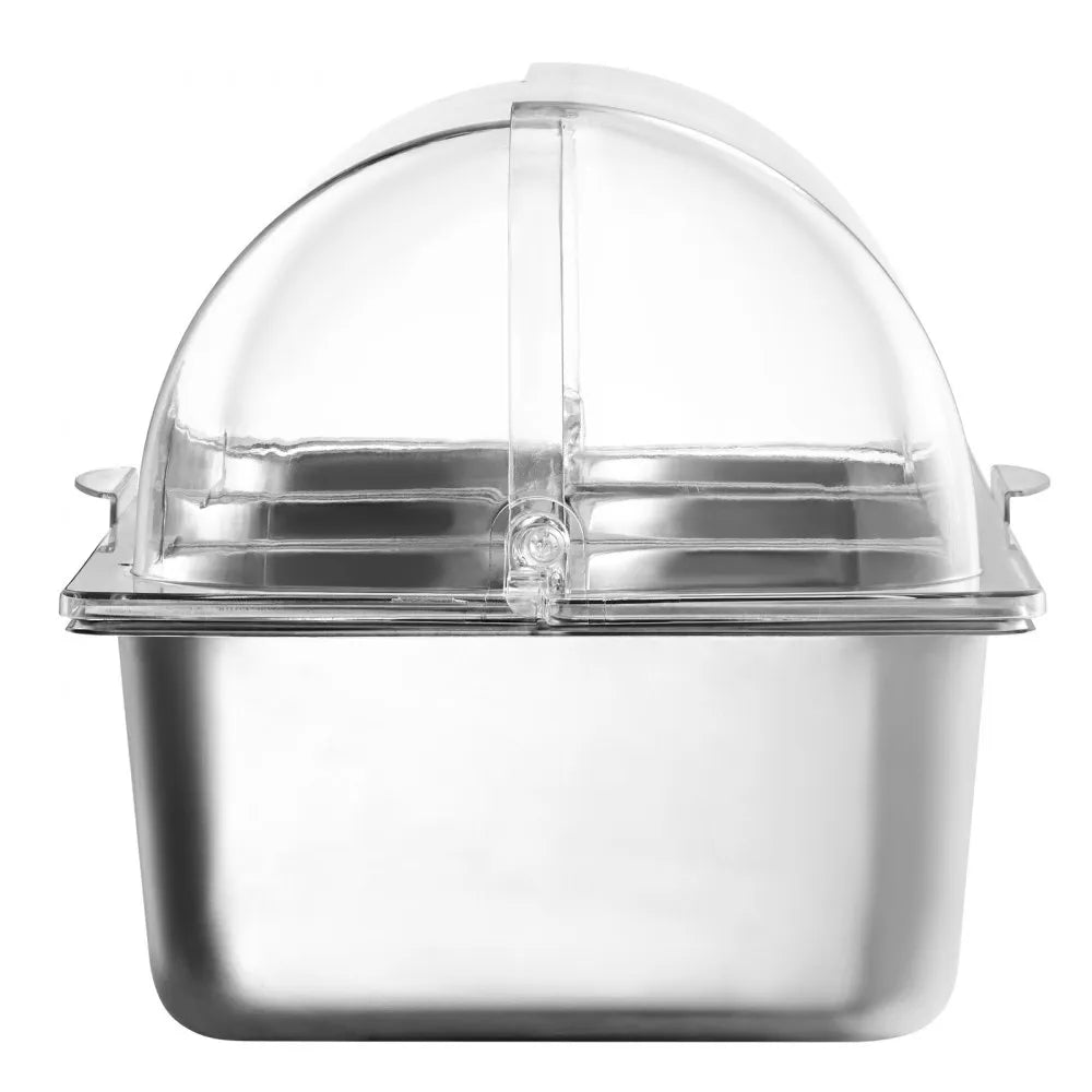 VEVOR Countertop Food Serving Display Container, 5 Pan Stainless Steel Food Serving Tray, Buffet Condiment Dispenser Display Rack with Clear Lid & 3 Freezer Boxes, for Restaurant Hotel Kitchen Party