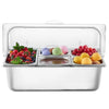 VEVOR Countertop Food Serving Display Container, 5 Pan Stainless Steel Food Serving Tray, Buffet Condiment Dispenser Display Rack with Clear Lid & 3 Freezer Boxes, for Restaurant Hotel Kitchen Party