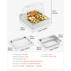 VEVOR Countertop Food Serving Display Container, 1 x 1/2 Pan Stainless Steel Food Serving Tray, Buffet Condiment Dispenser Display Rack with Clear Lid & Ice Tray, for Restaurant Hotel Kitchen Party