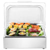 VEVOR Countertop Food Serving Display Container, 1 x 1/2 Pan Stainless Steel Food Serving Tray, Buffet Condiment Dispenser Display Rack with Clear Lid & Ice Tray, for Restaurant Hotel Kitchen Party