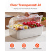 VEVOR Countertop Food Serving Display Container, 4 Pan Stainless Steel Food Serving Tray, Buffet Condiment Dispenser Display Rack with Clear Lid & 3 Freezer Boxes, for Restaurant Hotel Kitchen Party