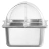 VEVOR Countertop Food Serving Display Container, 4 Pan Stainless Steel Food Serving Tray, Buffet Condiment Dispenser Display Rack with Clear Lid & 3 Freezer Boxes, for Restaurant Hotel Kitchen Party