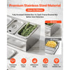 VEVOR Countertop Food Serving Display Container, Stainless Steel Food Salad Server Tray, Buffet Condiment Dispenser, Ice Cooled Rack with Separate Lid, for Restaurant Hotel Kitchen (2x1/6+3x1/9 Pan)
