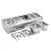 VEVOR Countertop Food Serving Display Container, Stainless Steel Food Salad Server Tray, Buffet Condiment Dispenser, Ice Cooled Rack with Separate Lid, for Restaurant Hotel Kitchen (2x1/6+3x1/9 Pan)