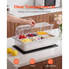 VEVOR Countertop Food Serving Display Container, Stainless Steel Food Salad Server Tray, Buffet Condiment Dispenser, Ice Cooled Rack with Clear Roll Top Cover, for Restaurant Hotel (6x1/6 Pan x2)