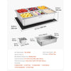 VEVOR Countertop Food Serving Display Container, Stainless Steel Food Salad Server Tray, Buffet Condiment Dispenser, Ice Cooled Rack with Separate Lid, for Restaurant, Hotel, Party (6x1/6 Pan)