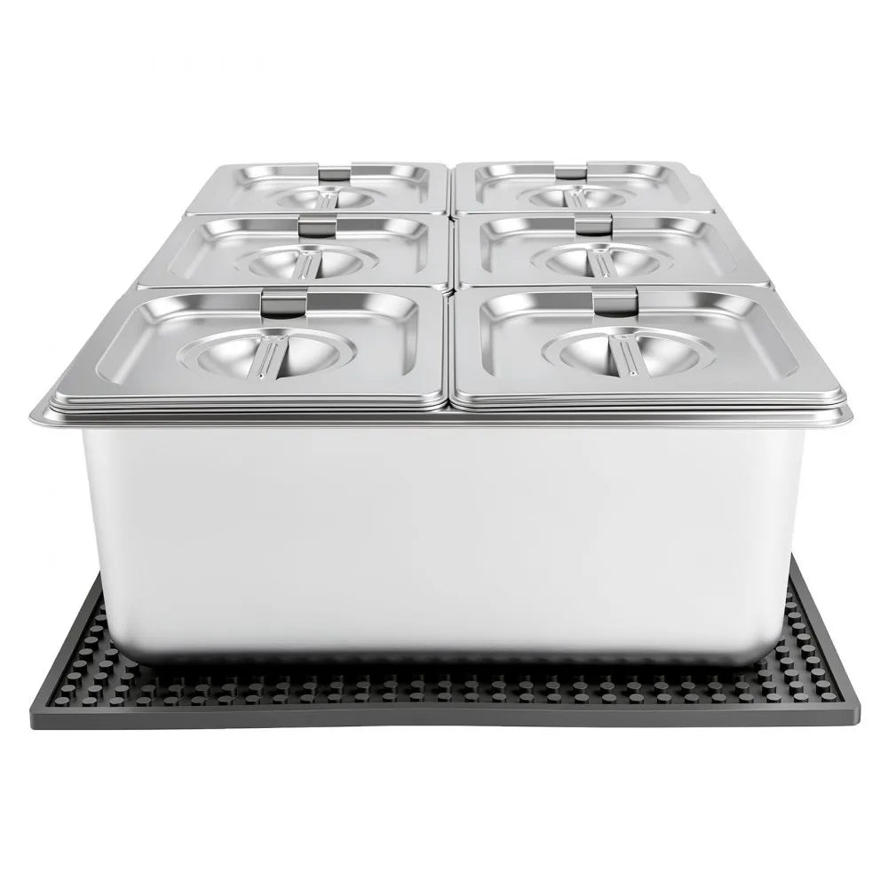 VEVOR Countertop Food Serving Display Container, Stainless Steel Food Salad Server Tray, Buffet Condiment Dispenser, Ice Cooled Rack with Separate Lid, for Restaurant, Hotel, Party (6x1/6 Pan)