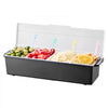 VEVOR Chilled Condiment Server, 4 Compartment Ice Cooled Condiment Serving Container, Chilled Garnish Tray Bar Caddy with Lid, for Bartending & Serving Taco, Salad, Fruit, Home & Restaurant Supplies