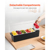 VEVOR Ice Cooled Condiment Serving Container, 6 Compartments Chilled Server, Fruit Veggie Condiment Caddy, Plastic Garnish Station Lid Dispenser Tray, for Bartending & Serving Taco Restaurant Supplies
