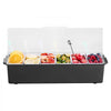 VEVOR Ice Cooled Condiment Serving Container, 6 Compartments Chilled Server, Fruit Veggie Condiment Caddy, Plastic Garnish Station Lid Dispenser Tray, for Bartending & Serving Taco Restaurant Supplies