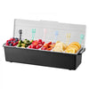 VEVOR Ice Cooled Condiment Serving Container, 6 Compartments Chilled Server, Fruit Veggie Condiment Caddy, Plastic Garnish Station Lid Dispenser Tray, for Bartending & Serving Taco Restaurant Supplies